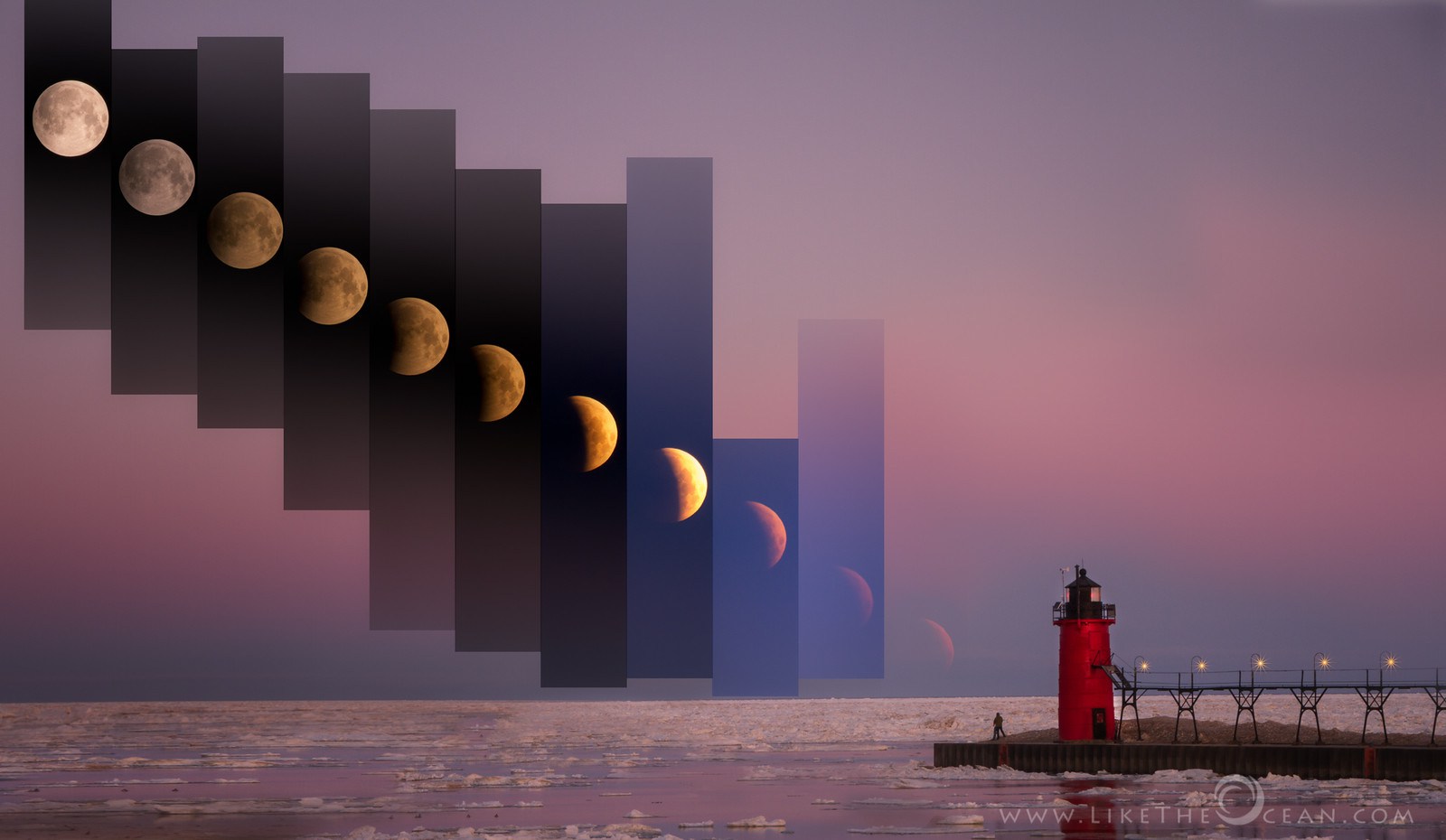 Time Slice of Lunar Eclipse 04.04.2015 South Haven, Michigan, USA